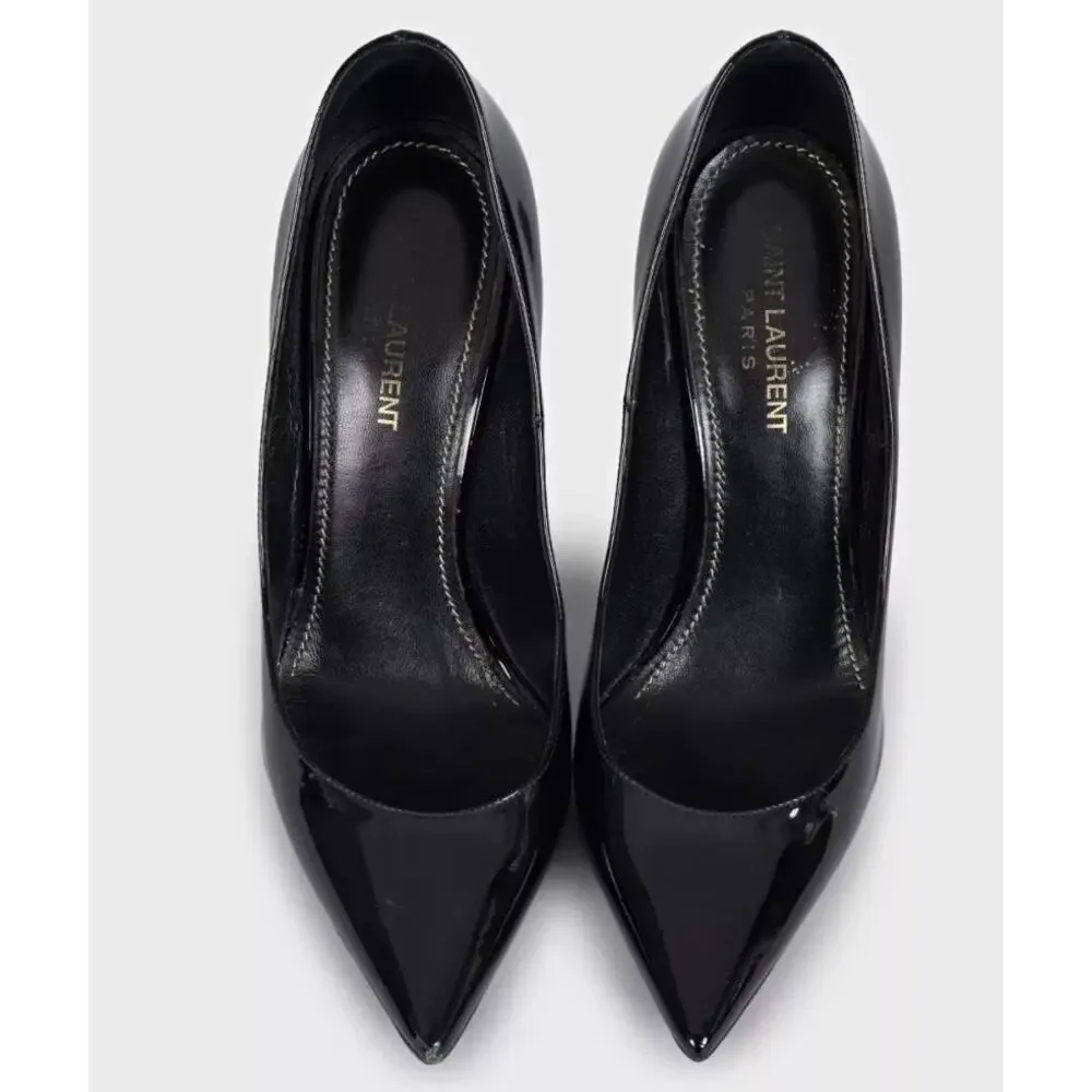 Saint Laurent Opyum Patent Leather Logo Heels  Sz 38 - Picture 2 of 5